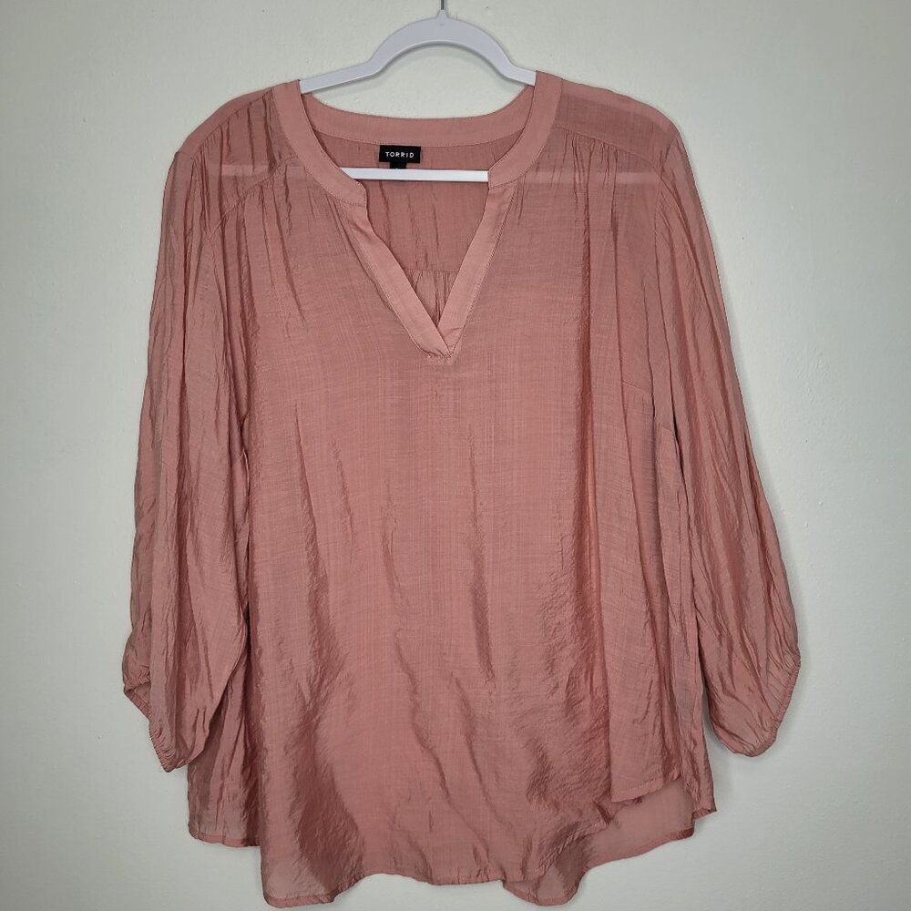 Torrid soft mauve pull over plus size minimalist 3/4 sleeve plus size top size